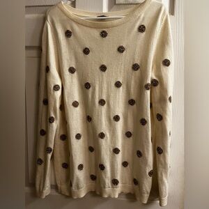 Talbots~GOLD & CREAM Ribbed Sweater~DETAIL ON THE WHOLE SWEATER~M